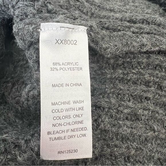 NWT Nordstrom Cali Be Charcoal Gray Cable Knit Crew Neck Sweater - XL/1X - Picture 12 of 12